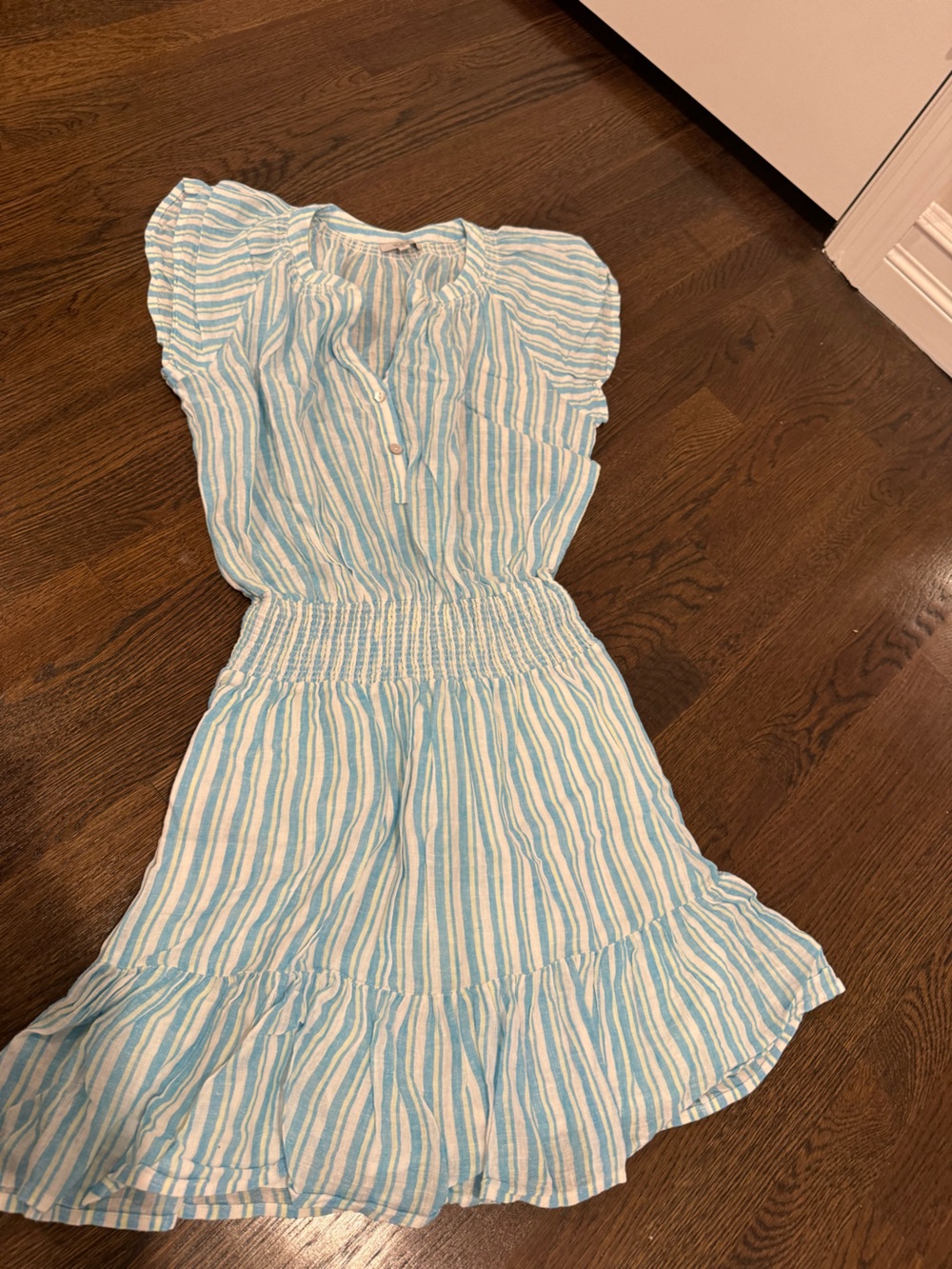 Rails Blue and White Striped Smocked Waist Dress